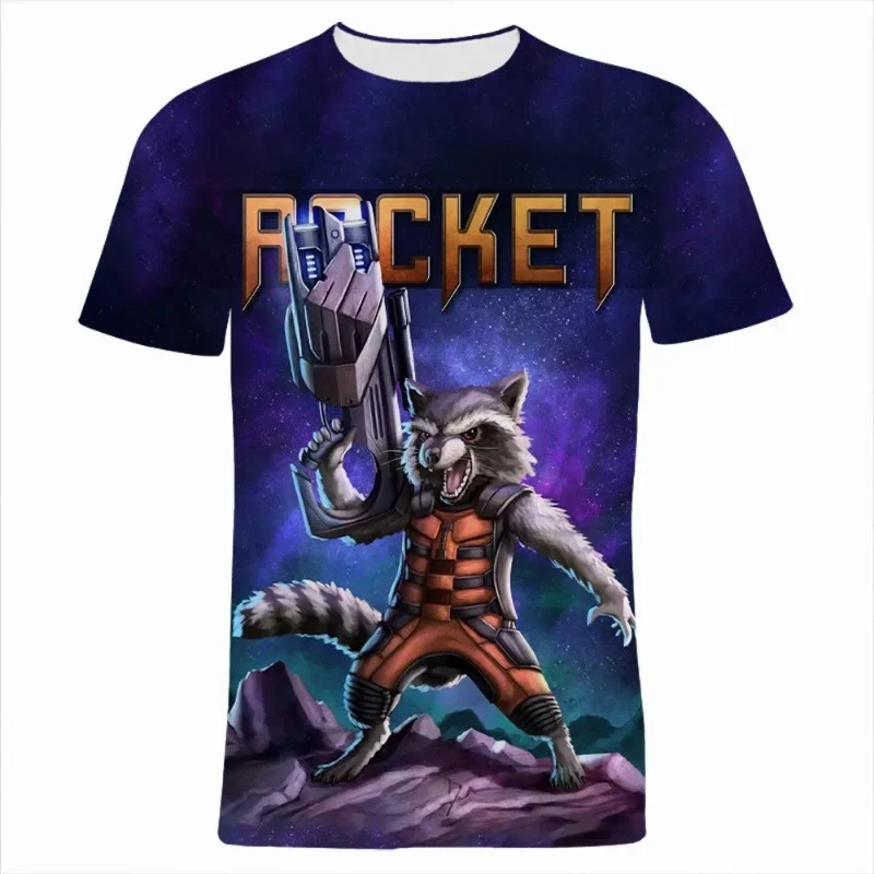 2024 ฤดูร้อน Disney Rocket Raccoon 3d พิมพ์เสื้อยืดการ์ตูนอะนิเมะ ...
