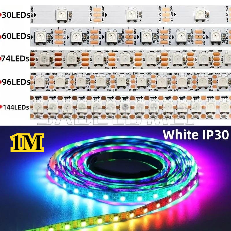Ip30/65/67 1M 30/60/74/96/144 Leds DC5V WS2812B Led Strip สมาร์ท 5050 ...