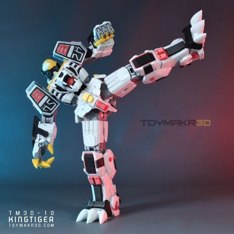 โมเดลประกอบหุ่นยนต์ Power Rangers White Tiger King ที่พิมพ์ 3D สำหรับ ...