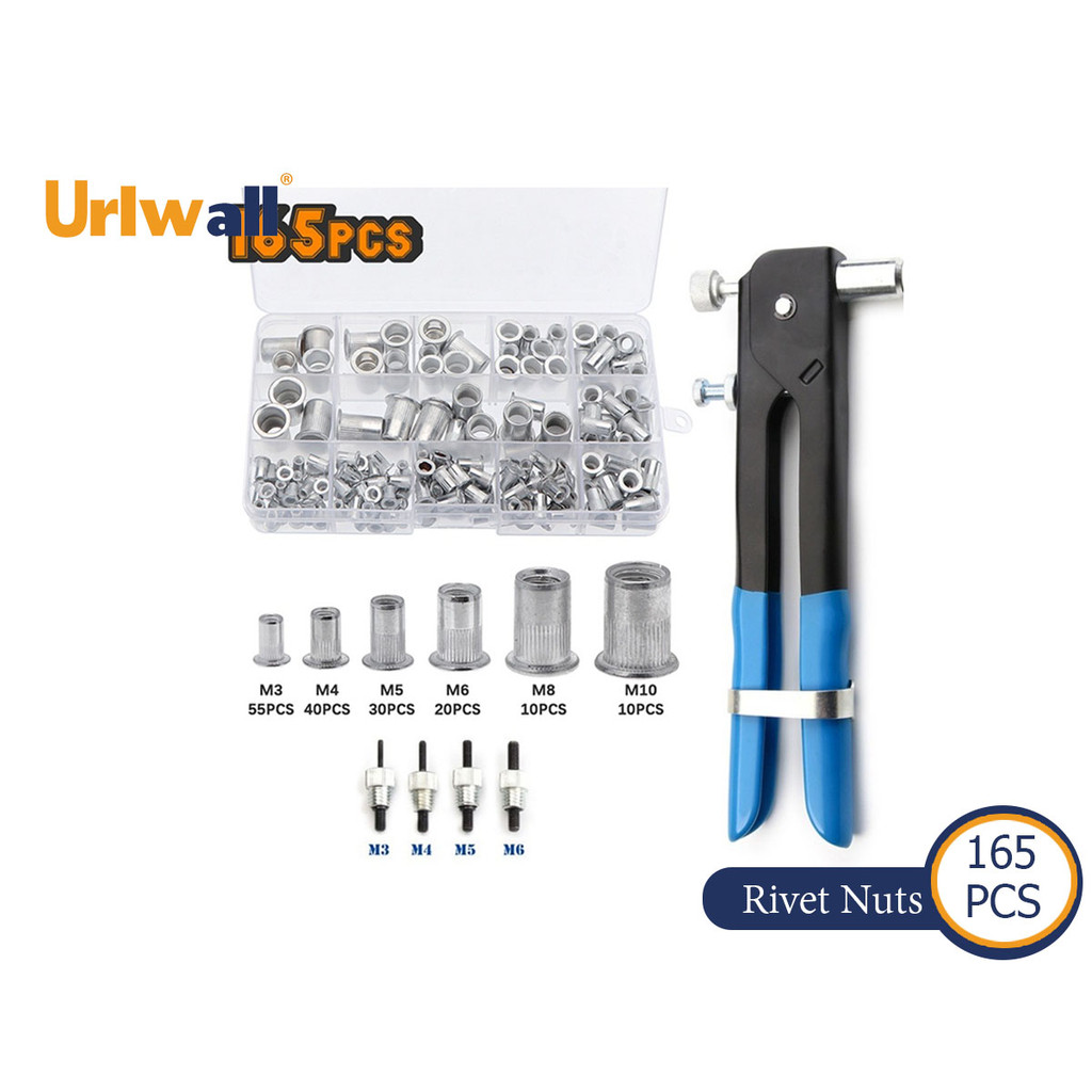 M3 M4 M5 M6 M8 M10 Rivet Nuts 165-Piece Rivet Nut Gun Kit - M3/M4/M5/M6 ...