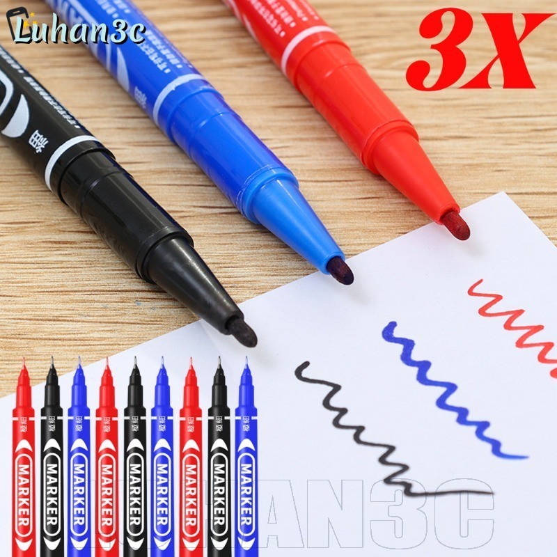 [SGB]3 ชิ้น Double Tip Fiber Nib Markers - ตัวเครื่อง PVC พร้อมหมึกกัน ...