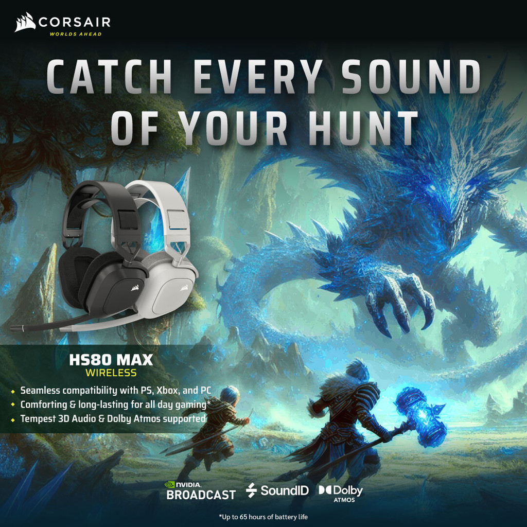 CORSAIR HEADSET HS80 MAX WIRELESS GAMING HEADSET STEEL GRAY หูฟังเกม ...