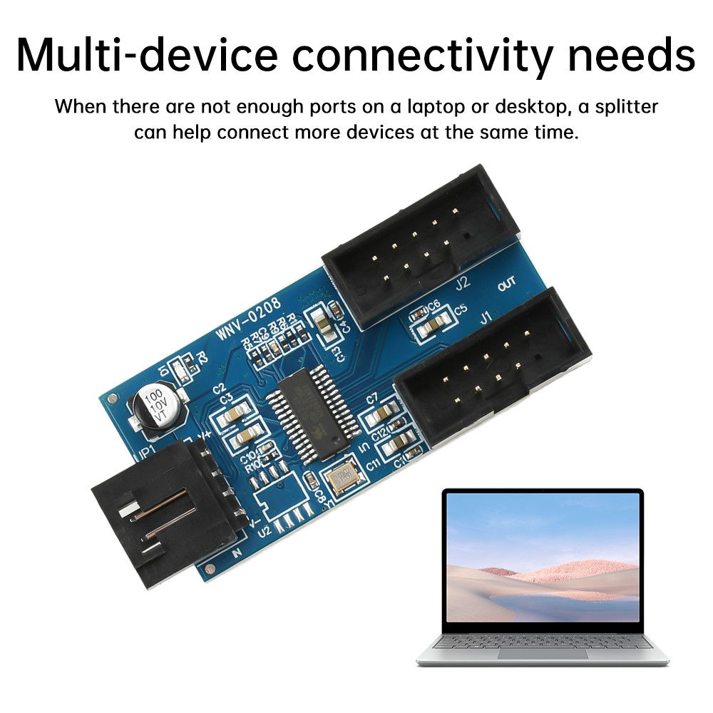 Pcbfun 9-pin USB 2.0 multiplier 1-to-2-port 4 พอร์ตซ็อกเก็ตชาย 9 พิน ...