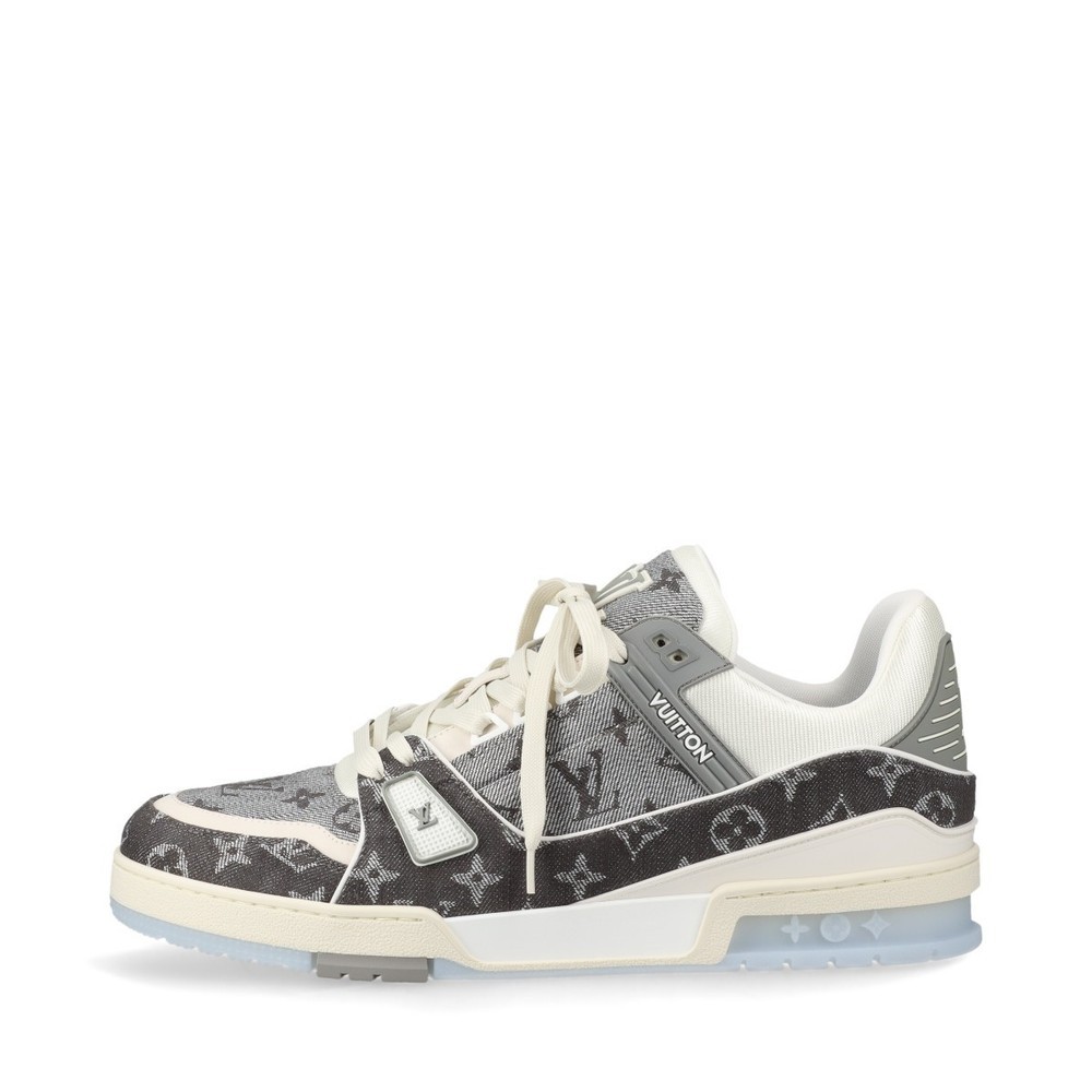 Louis Vuitton LV Trainer Line 24 ปีรองเท้าผ้าใบ Denim & หนัง UK10 Mens ...