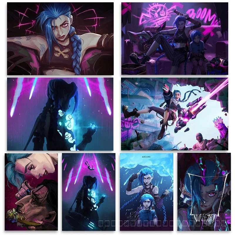 Arcane jinx ภาพวาดผ้าใบ of the League of Game Legends โปสเตอร์และ Wall ...