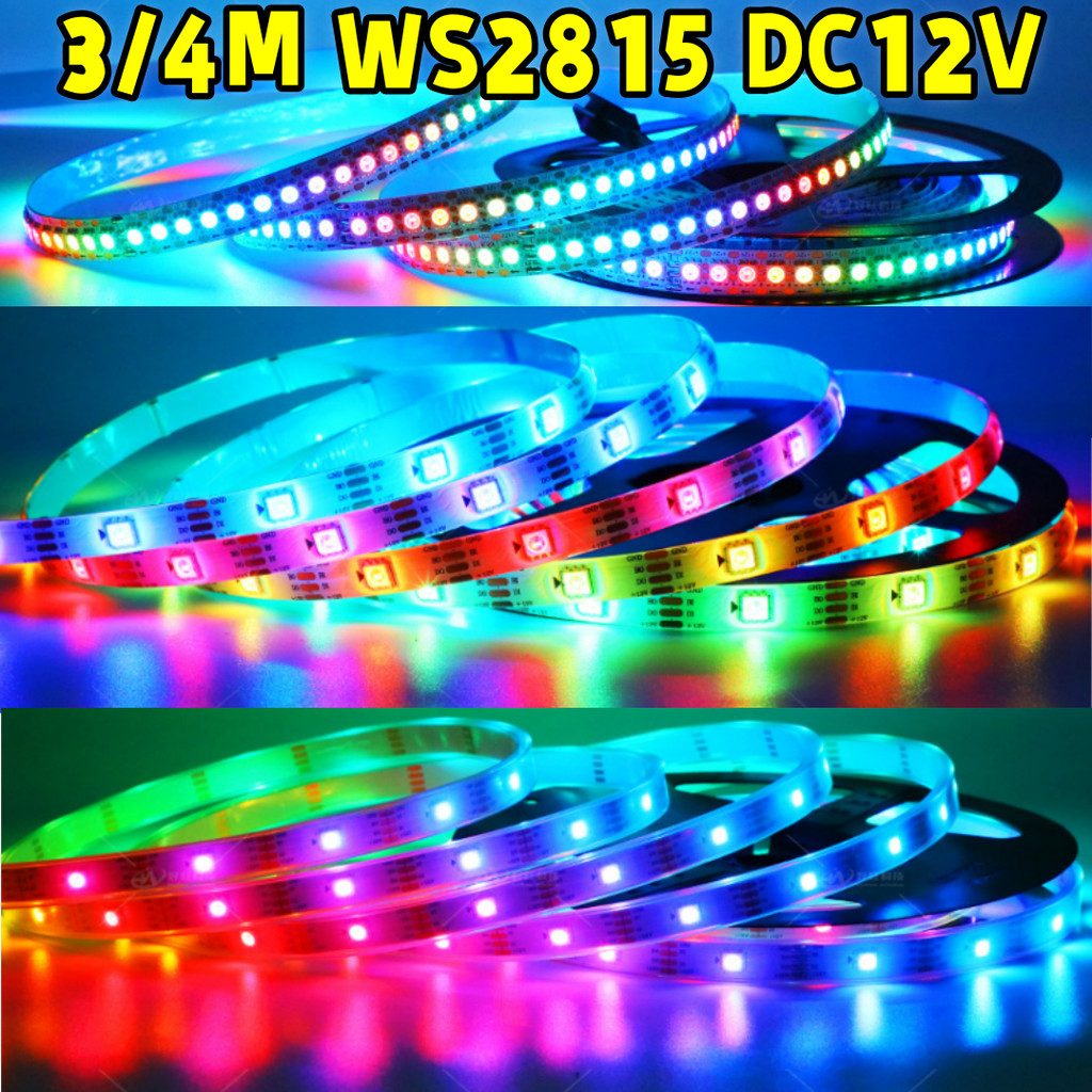 3/4m ไฟ LED Strip 30/60/74/96/144leds/m WS2815 DC12V (WS2812B WS2813 ...
