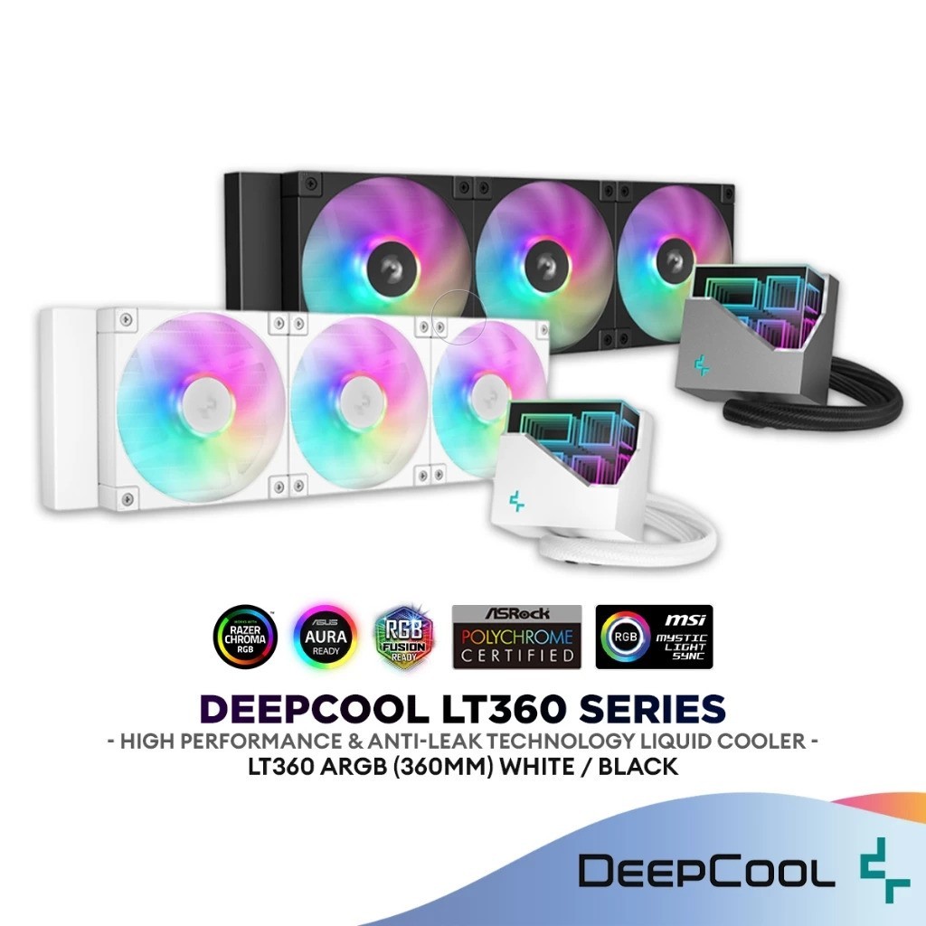 CPU LIQUID COOLER (ระบบระบายความร้อนด้วยน้ำ) DEEPCOOL LT360 ARGB (BLACK ...
