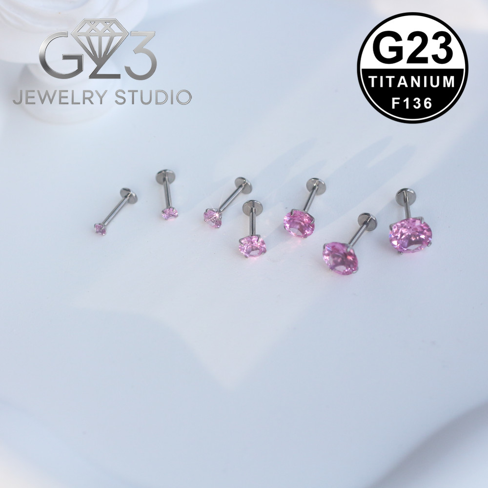 G23 Solid Titanium Nostrail เจาะ 1 PC Threadless Push-in จมูก Lip Stud ...