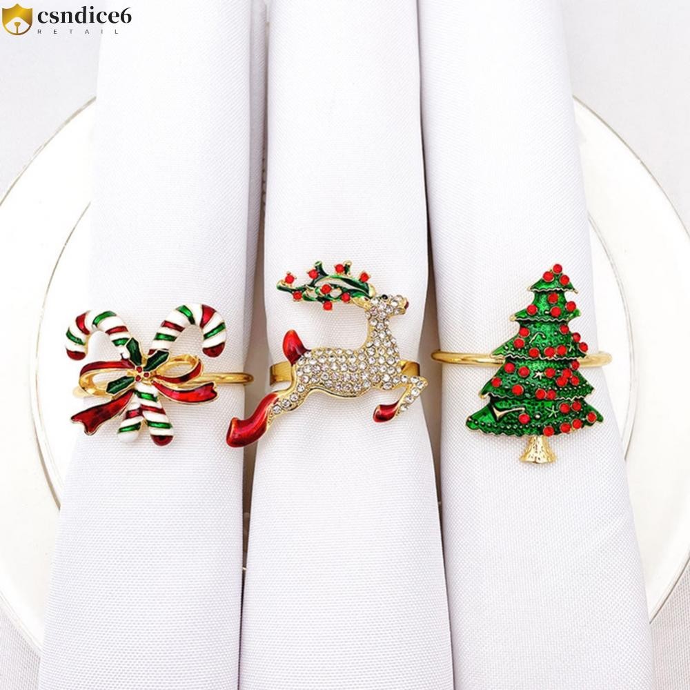 1 PC 2024 Christmas Napkin Rings Alloy Napkin Holder Rings Shopee Thailand