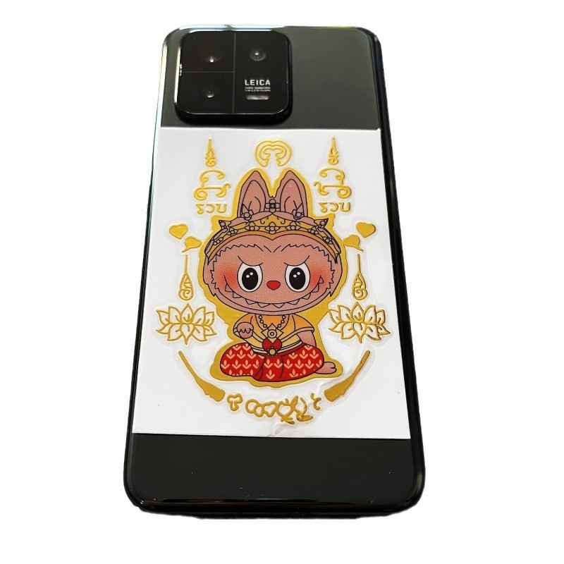 La labubu สติ๊กเกอร์ labubu Cute Lucky Fortune Gilding Color Stickers ...