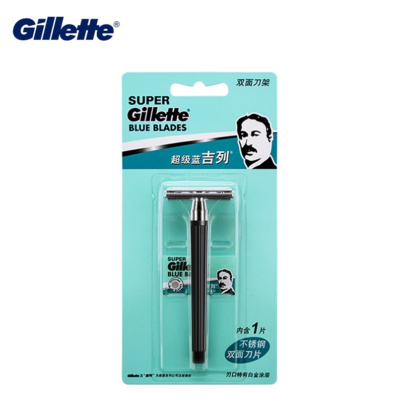Gillette Razor Super Blue Straight Razor เครื่องโกนหนวดสแตนเลส ใบมีด ...