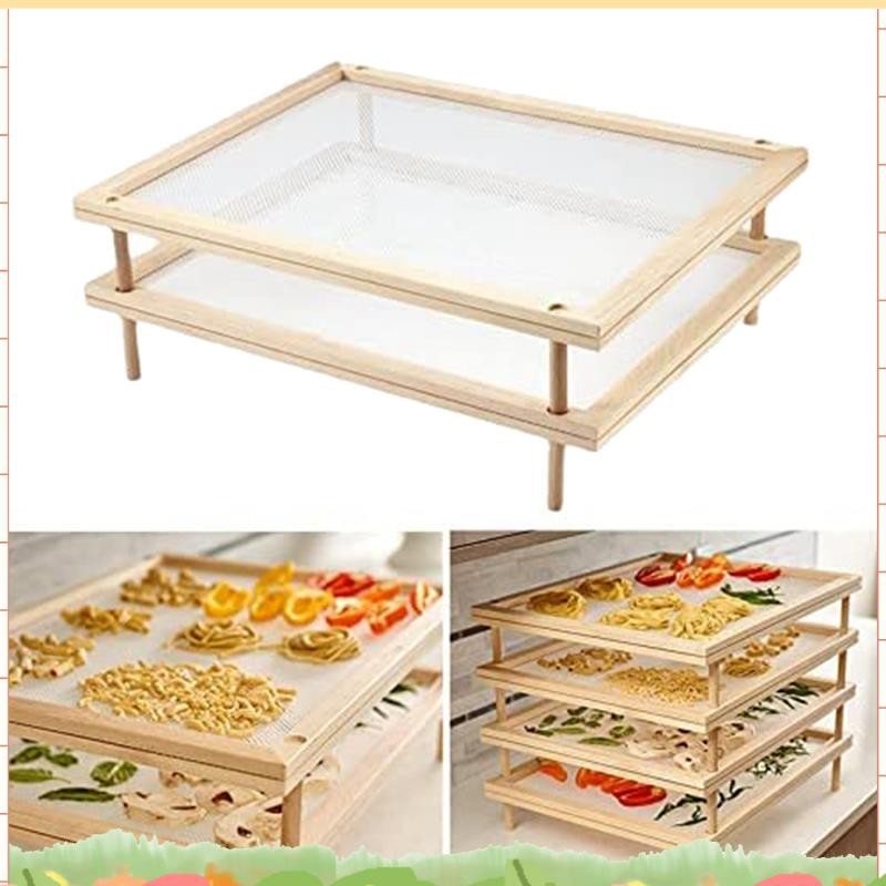 Super Stackable Food Dryer with Net Wooden Pasta Herb Drying Racks อเนก ...