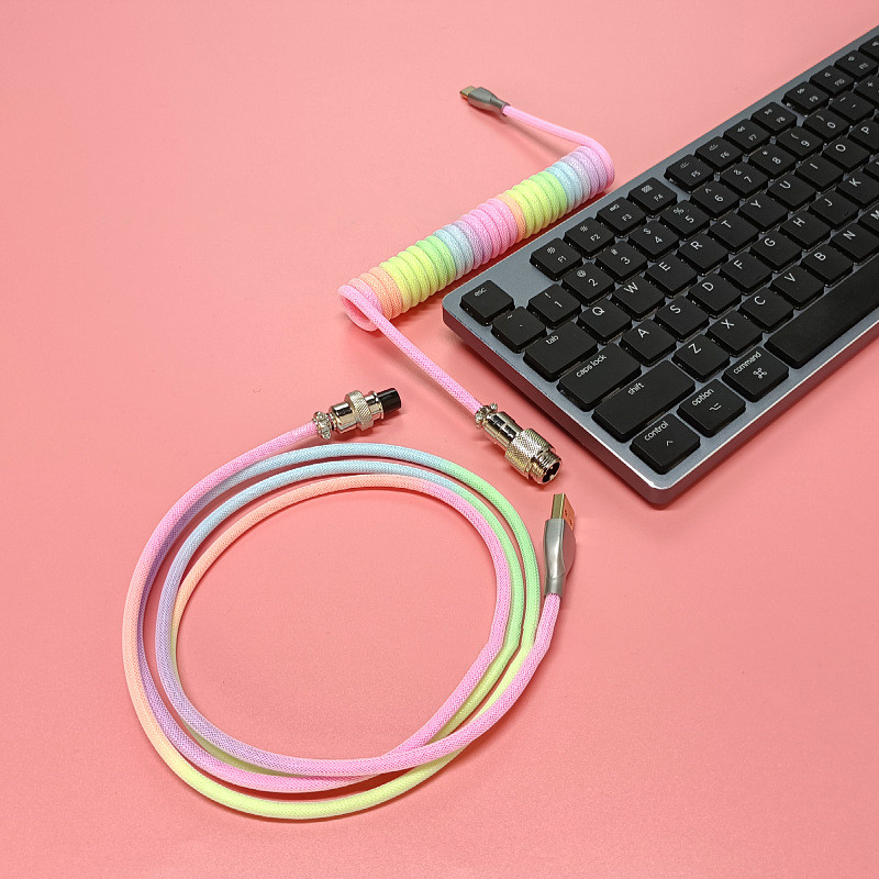 [NAY] 1.8m Type C Mechanical Keyboard Coiled Cable USB Keyboard Wire ...