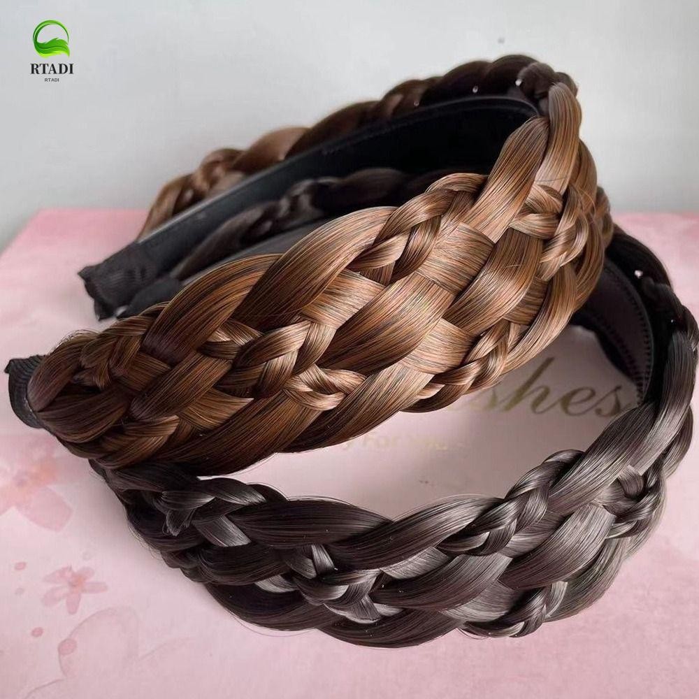 Rtadi หก Strand วิกผมแถบคาดศีรษะ Fishbone Braid ง่ายปีกกว้างสูง Cranial ...