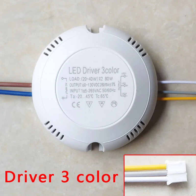 LED Driver Current 280mA 12-24W/20-40W SMD PCB โคมไฟเพดานคู่สี 3Pin ...
