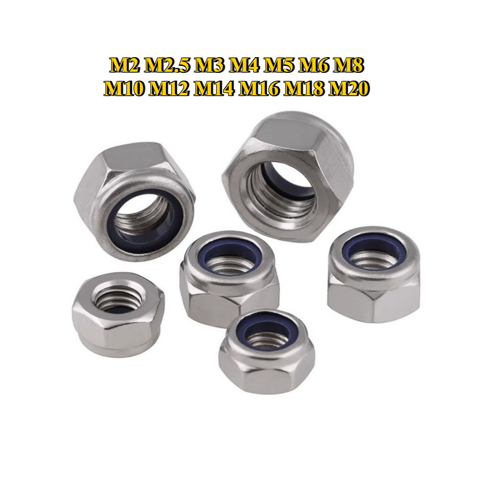 [BY-TH-w] M2M2.5M3M4M5M6M8M10M12M14M16M18M20 Hexagon Nylon Insert Lock ...
