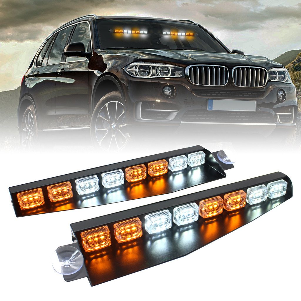 รถ LED ฉุกเฉิน Sun Visor Strobe Light Bar กระจกภายในอันตรายไฟเตือน ...