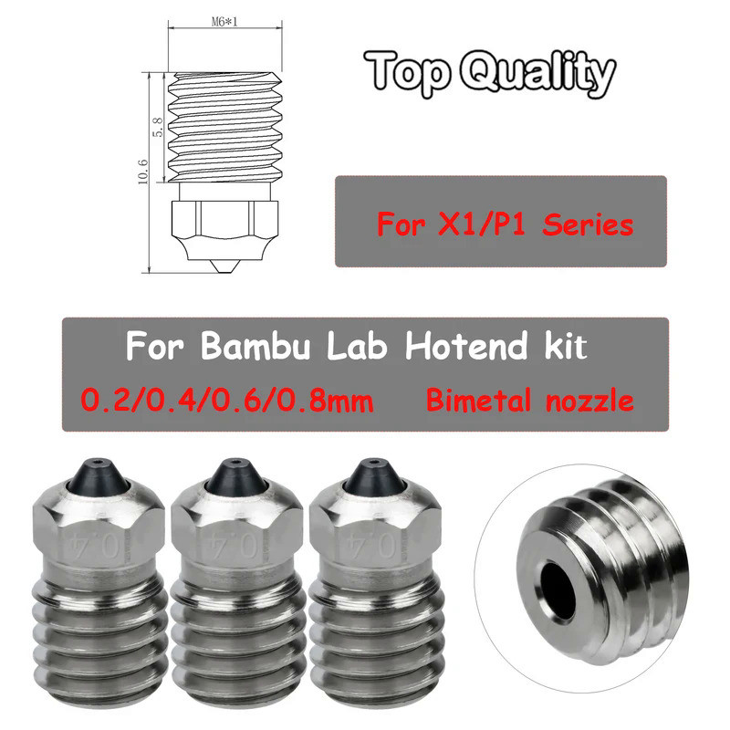 IdeaFormer 3Pcs 0.4mm Bimetall Düsen Für Bambulab X1 X1C P1P P1S, Extruder Hotend Bimetal Nozzle All Metal Düse Für Bambu Lab X1 X1C P1P P1S - View #6