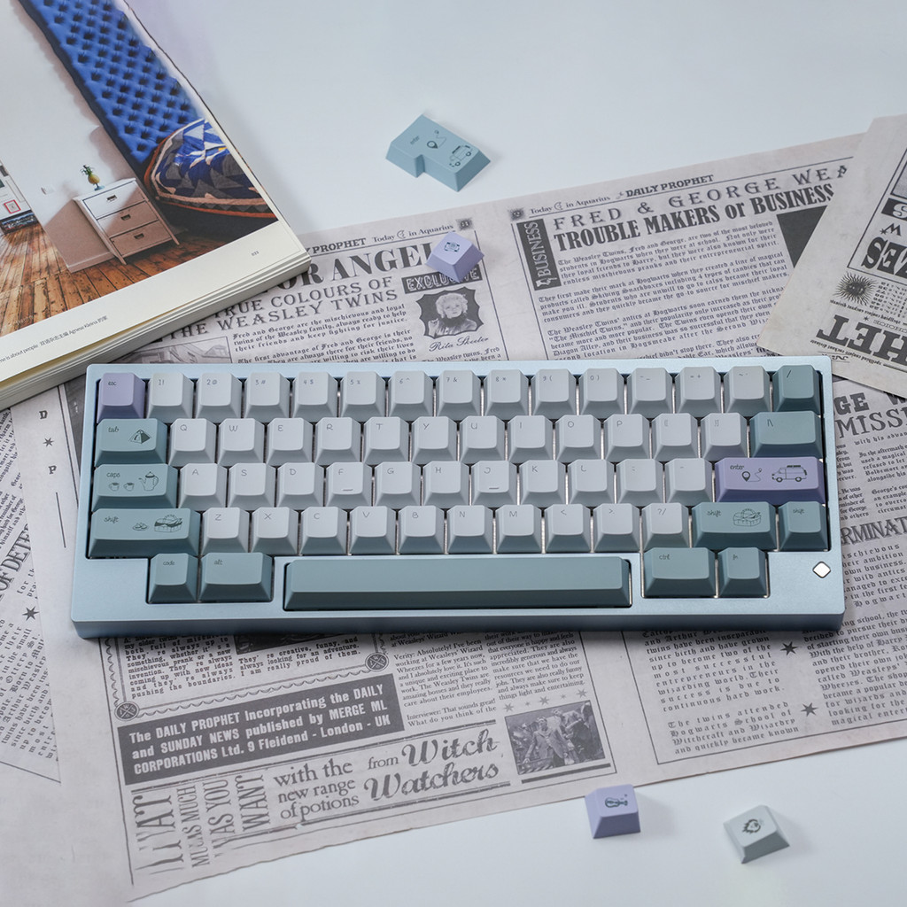 BeeFun Camping Keycaps Minimalist Blue PBT keycap ชุดสําหรับ Gateron ...