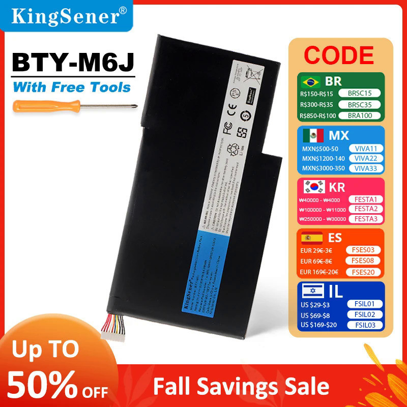 KingSener ใหม่ BTY-M6J แบตเตอรี่แล็ปท็อปสำหรับ MSI GS63VR GS73VR 6RF ...