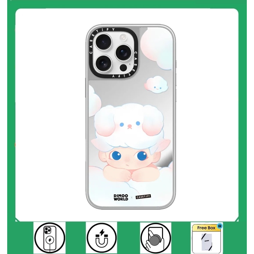 Caseti DIMOO WORLD เคสเงินชุบแม่เหล็กสําหรับ iPhone 16 15 14 Plus 11 12 ...