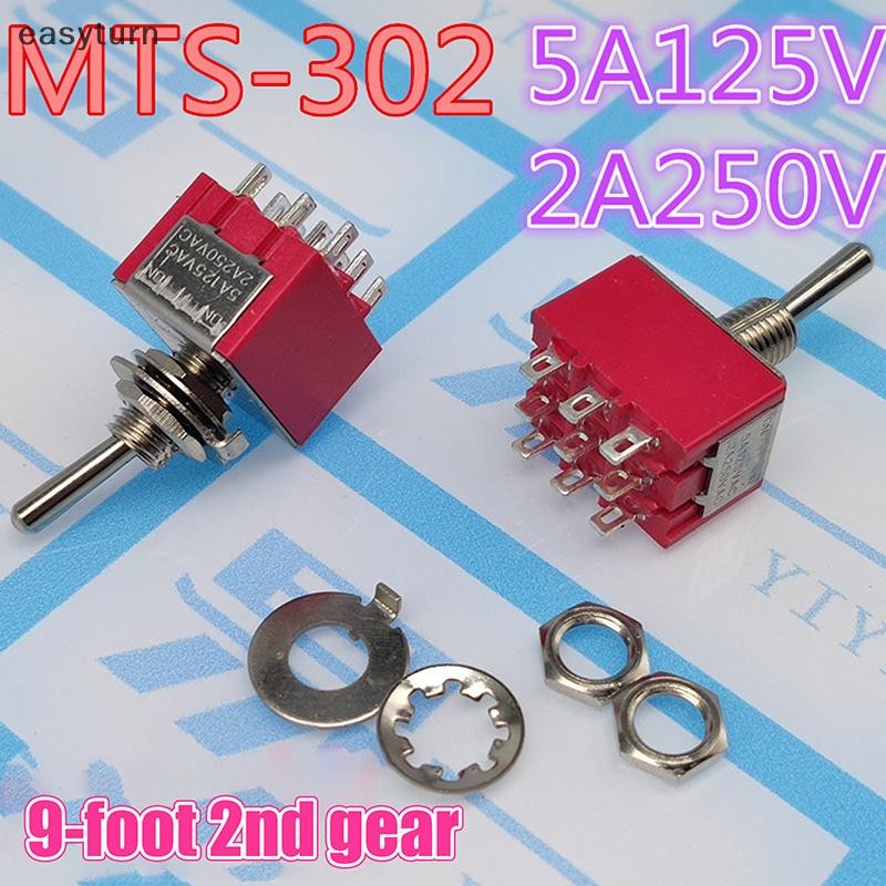 Easyturn 1 PCS 9Pin Toggle สวิทช์สีแดง 2/3 ตําแหน่ง ON-ON DPDT Mini ...