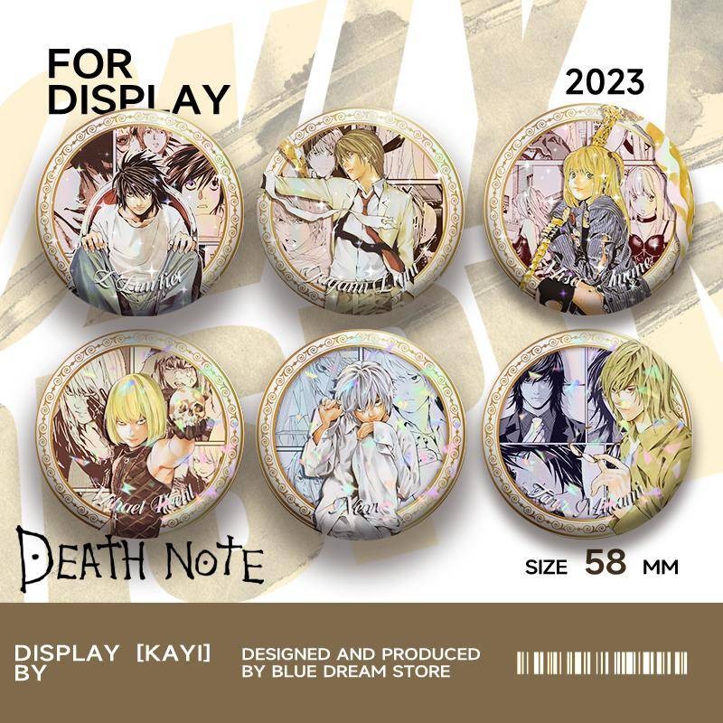 Death Note 58 มม. Laser-Enamel Badge – Featuring Light Yagami & L, หมุด ...