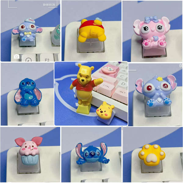 คีย์แคปใส keycap ซิงเกิ้ลดั้งเดิม Winnie the Pooh ปุ่มการ์ตูนข้ามสวิทช์ ...