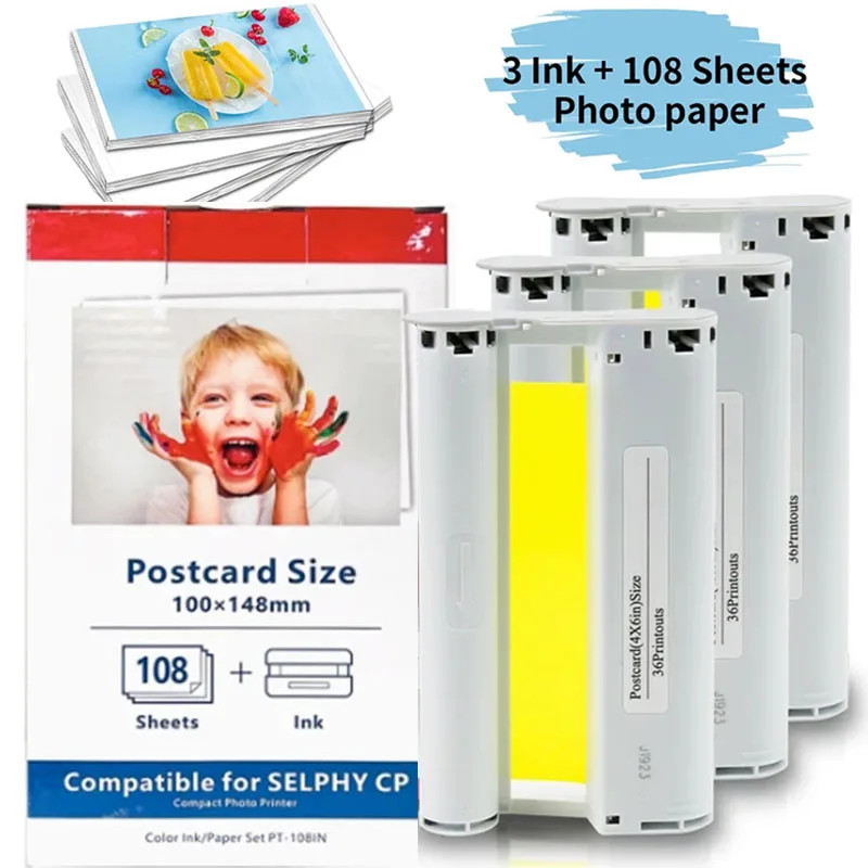 เปลี่ยนกระดาษ Canon Selphy Cp1300 และหมึก, KP-108IN KP108 กระดาษสําหรับ ...