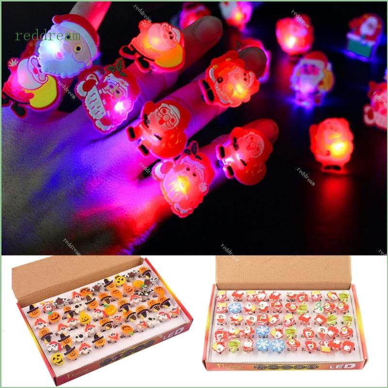 Redd LED แฟลช 50 ชิ้นชุดแหวน Knuckles เรืองแสงฮาโลวีนแหวนส่องสว่าง ...