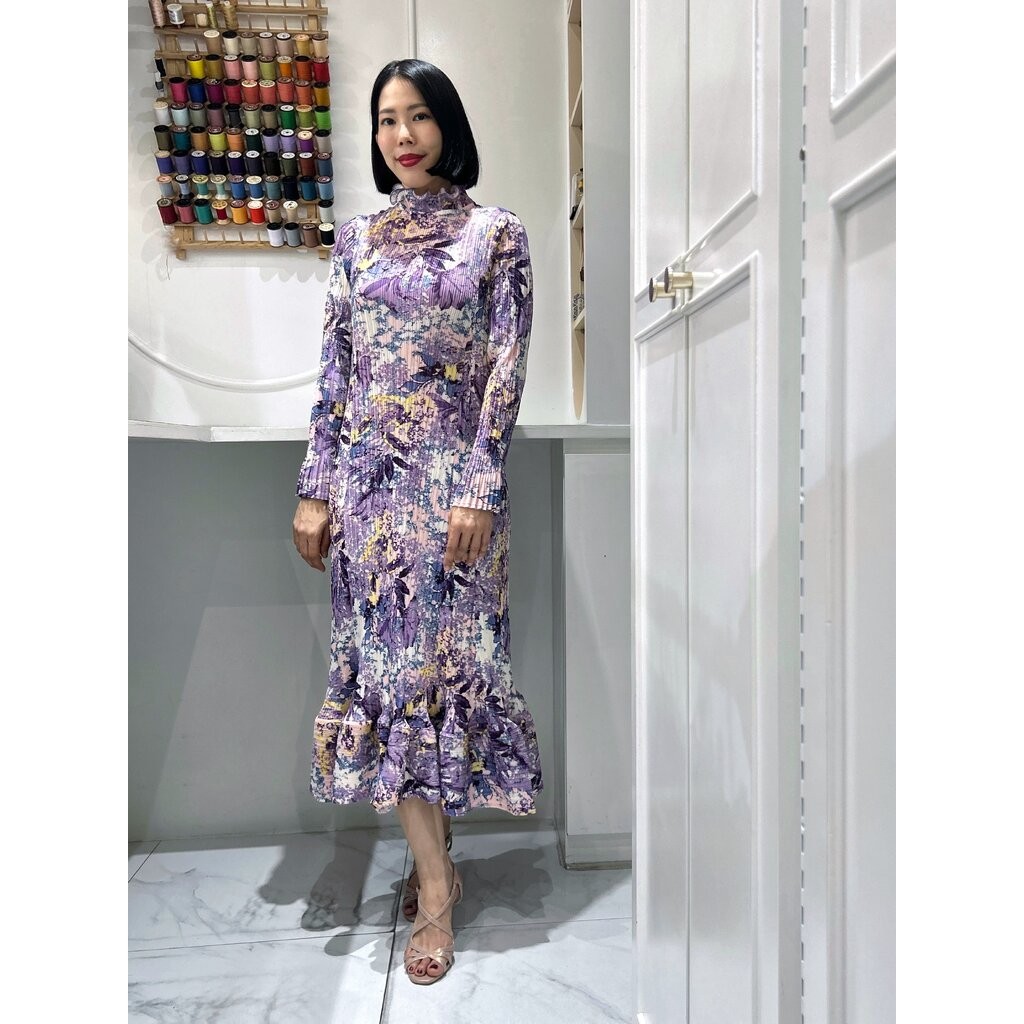 2MUAY รุ่น GA90188 เดรสอัดพลีท RAFFLE NECK FLORAL PRINTED PLEATED DRESS ...