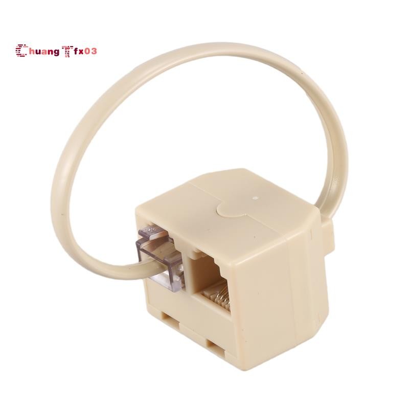Rj11 6P4C 2 Way Outlet โทรศัพท์แจ็คสายอะแดปเตอร์ Splitter สีเบจ ...