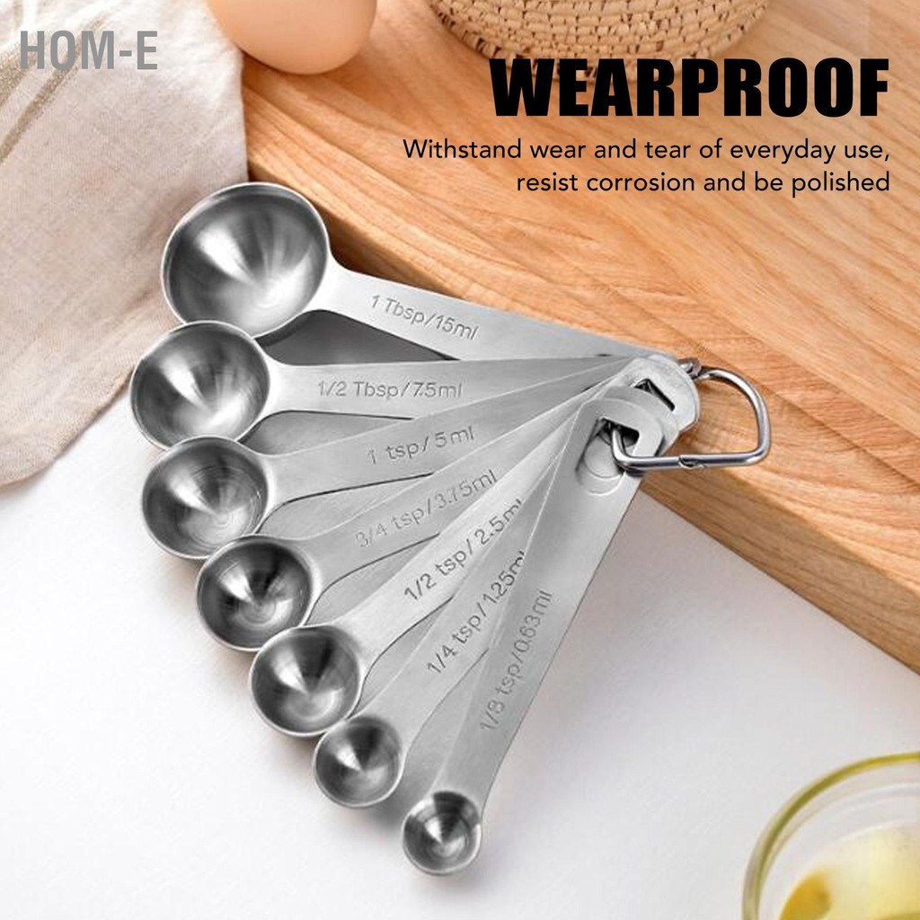 Hom-E 7 PCS Stainless Steel Measuring Spoons Set Small Teaspoons Baking ...