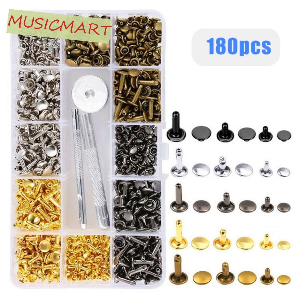 MUSICMART รอบ Rivet Assortment ชุด,โลหะ Studs Tubular Rivets Snap ...