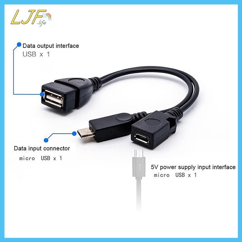 Ljf 1 PC 20 ซม.2 In 1 Micro USB Host Power Y Splitter USB 2.0 พอร์ต ...