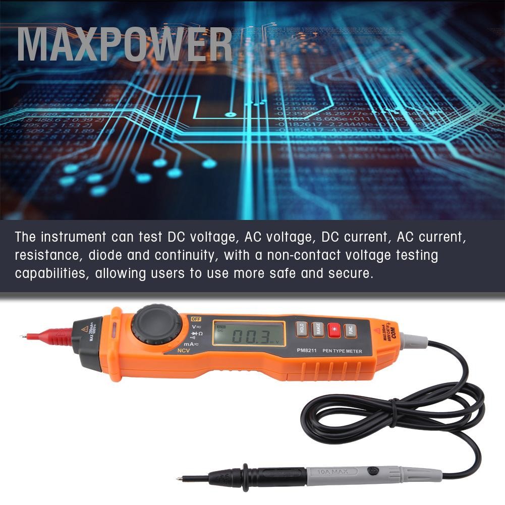 Maxpower PEAKMETER PM8211 No contact Handheld Electric Digital Voltage ...