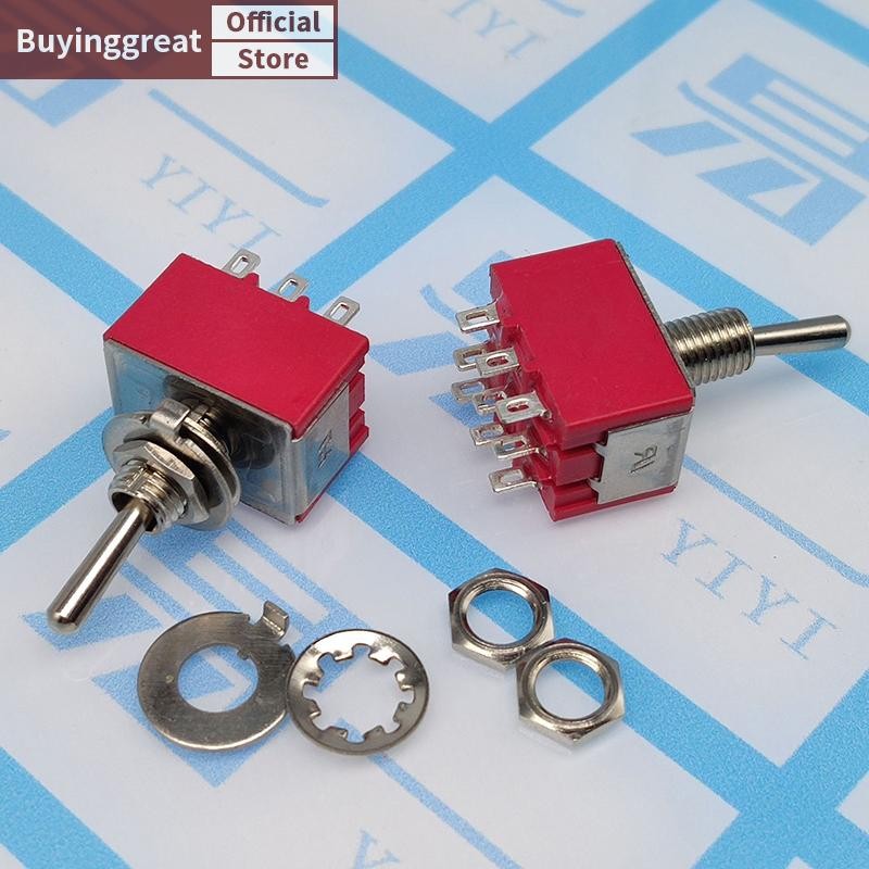TST 1 PCS 9Pin Toggle สวิทช์สีแดง 2/3 ตําแหน่ง ON-ON DPDT Mini Toggle ...
