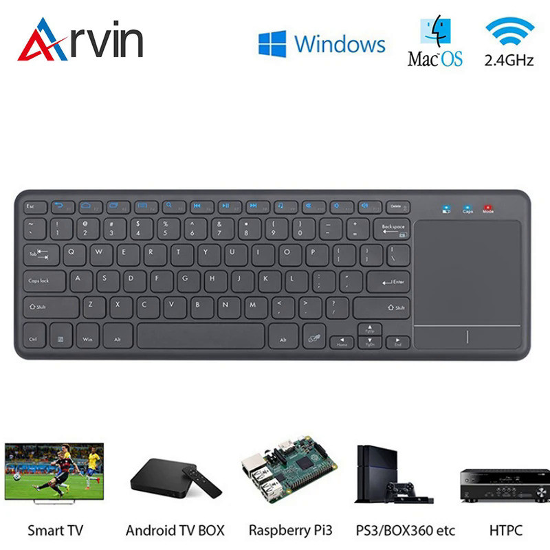 Arvin 2.4G Wireless Keyboard with TouchPad Ergonomic Design PC Keyboard Laptop Keyboard AAA battery for Android Windows