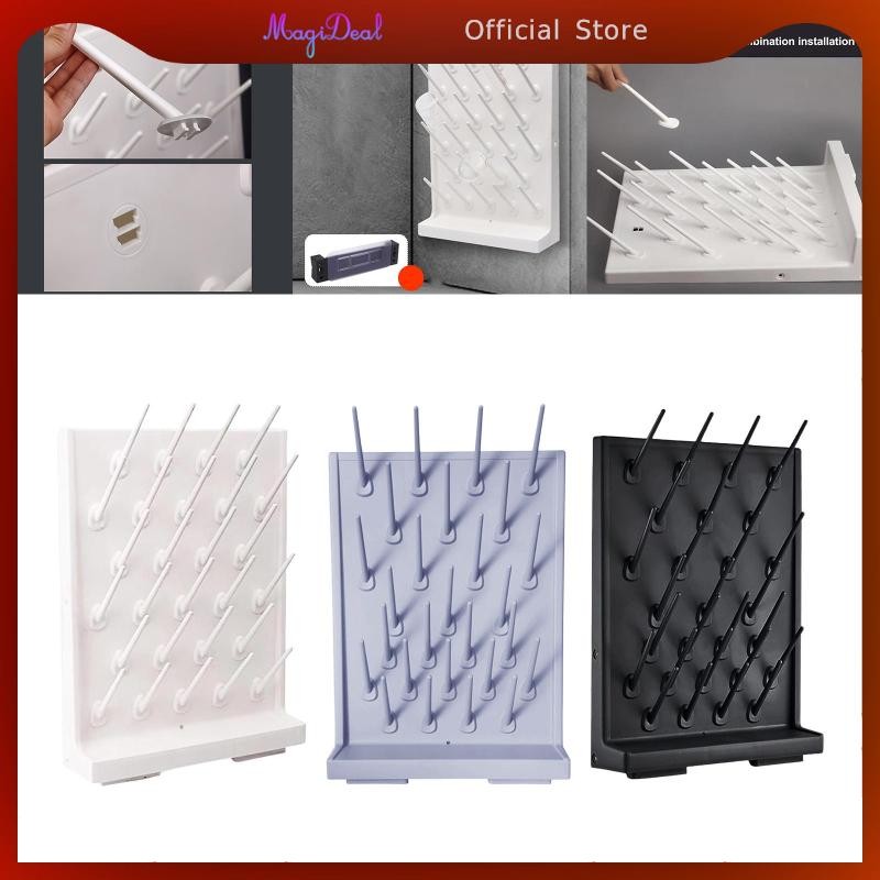 MagiDeal Lab Drying Rack พร้อมหมุดที่ถอดออกได้ 27 หมุดติดผนังที่ทนทาน ...