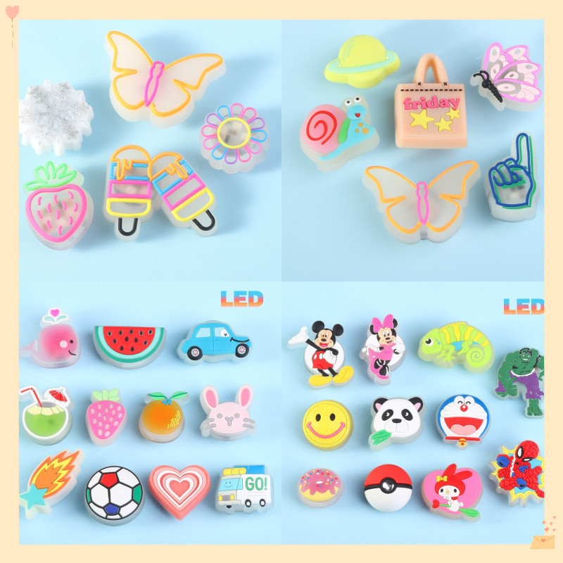 LED JIbbitz หัวเข็มขัดรองเท้า LED ผีเสื้อการ์ตูน DIY อุปกรณ์เสริม ...