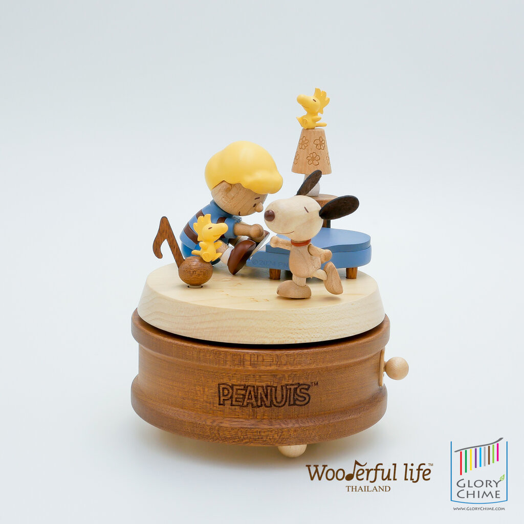 Wooderful life Snoopy WOODEN MUSIC BOX 木製 箱 Wooderful life