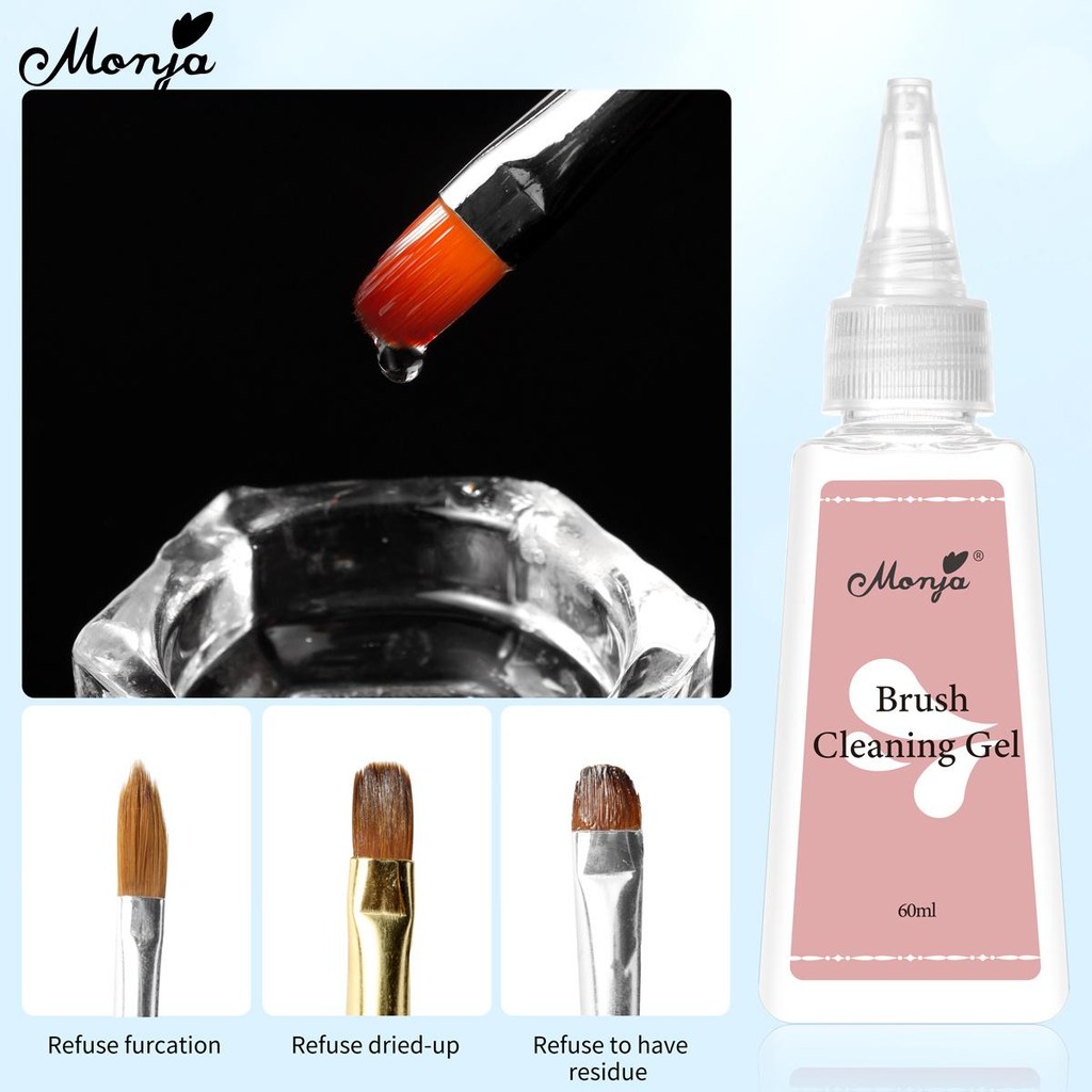 Monja แปรงเล็บ Cleanser Remover แปรงเจลทําความสะอาดอะคริลิค เจลภาษาโป ...