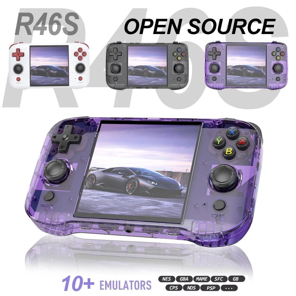 R46s คอนโซลวิดีโอเกมมือถือ 4.0 นิ้วหน้าจอ IPS 64G คอนโซลเกม Retro Linux ...