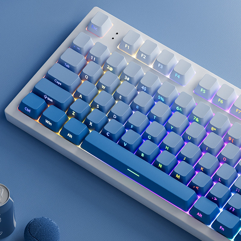 ไล่ระดับสีสีฟ้าด้านข้างพิมพ์ RGB Backlit Keycap โปรไฟล์เชอร์รี่ PBT ...