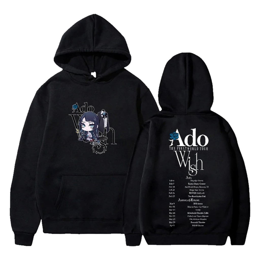 Ado first World tour 「Wish」 パーカー黒(s) Ado Wish Merch The First World Tour Hoodie 2024 แขนยาว Streetwear