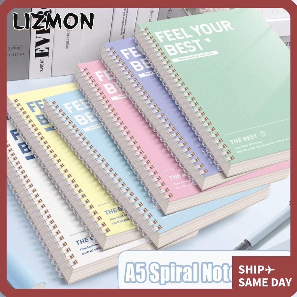 LIZMON 60แผ่น/หนังสือ Notepad, A5 หน้า Perforated Spiral Notebooks, สี ...
