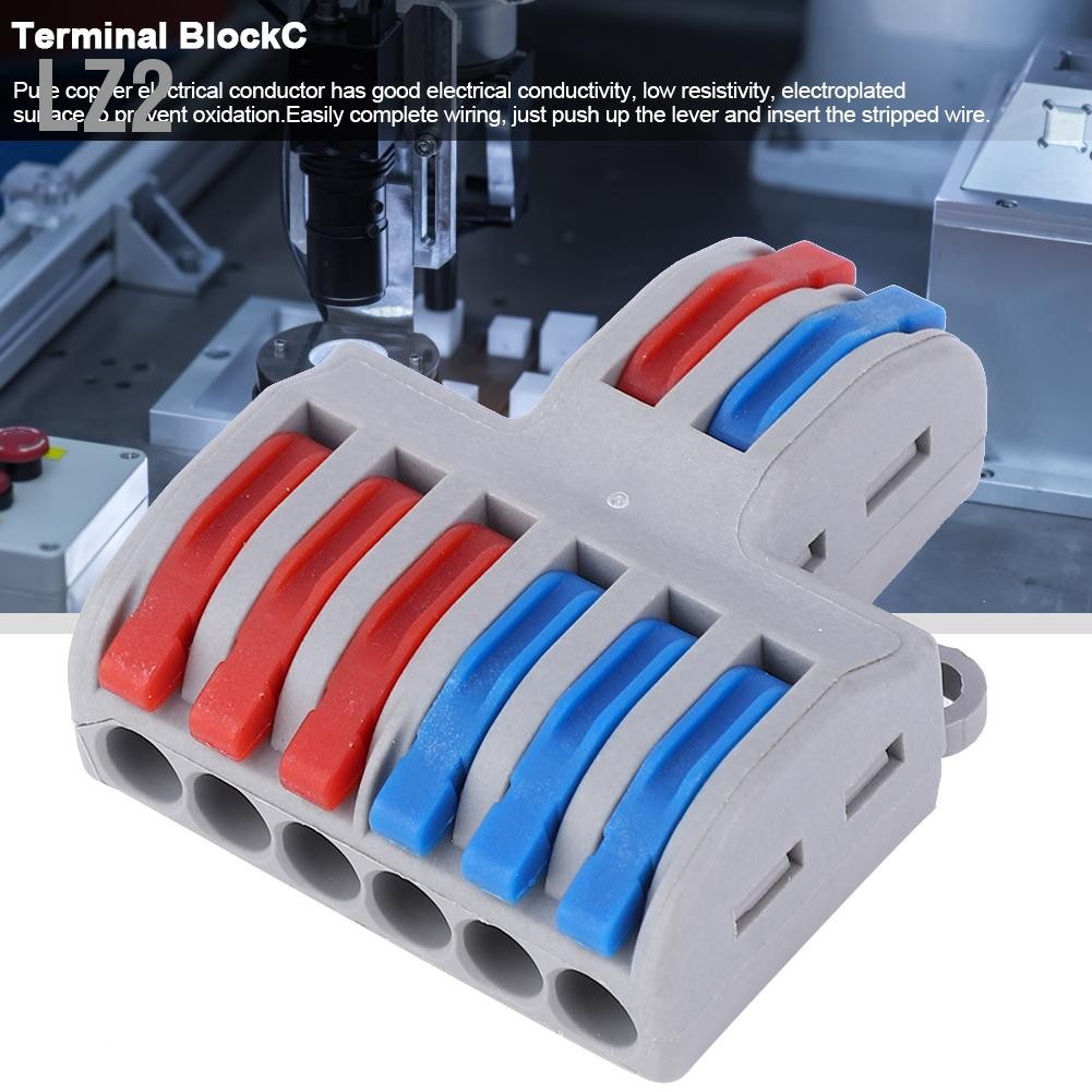 LZ2 5pcs 2 in 6 out Reusable Spring Lever Terminal Blocks Electric Wire ...