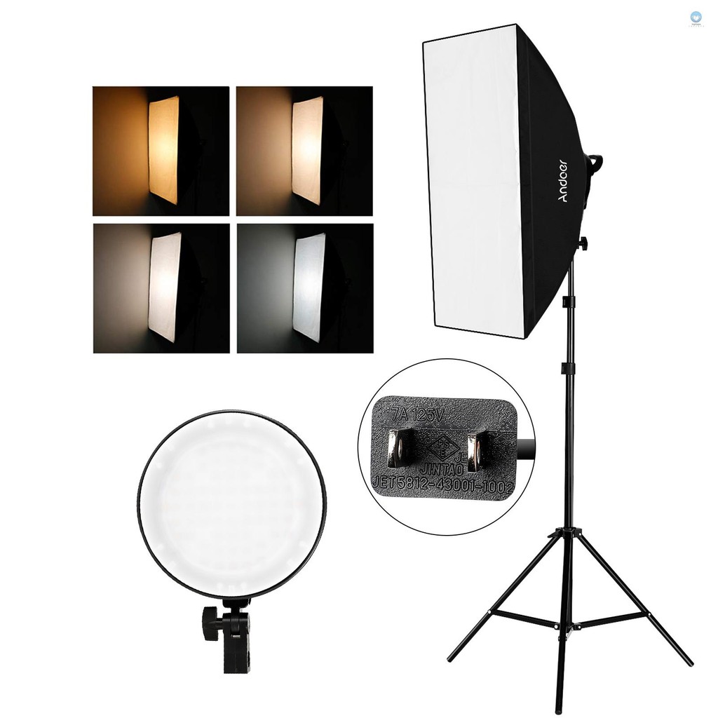 Andoer สตูดิโอการถ่ายภาพ Softbox ชุดไฟ LED รวม 20*28 นิ้ว Softboxes 45W ...
