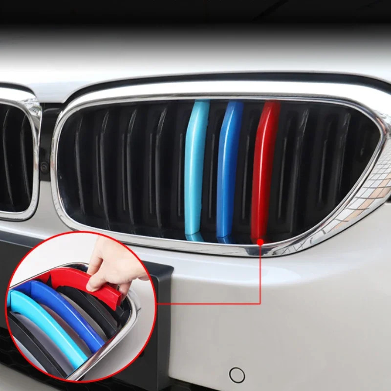 รถด้านหน้า Grille Stripes ครอบคลุมตารางแถบคลิป Trim สําหรับ BMW 5 ...
