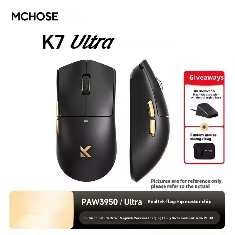 MCHOSE K7 Ultra Wireless Mouse PAW3950 Dual 8K Low Delay สามโหมด